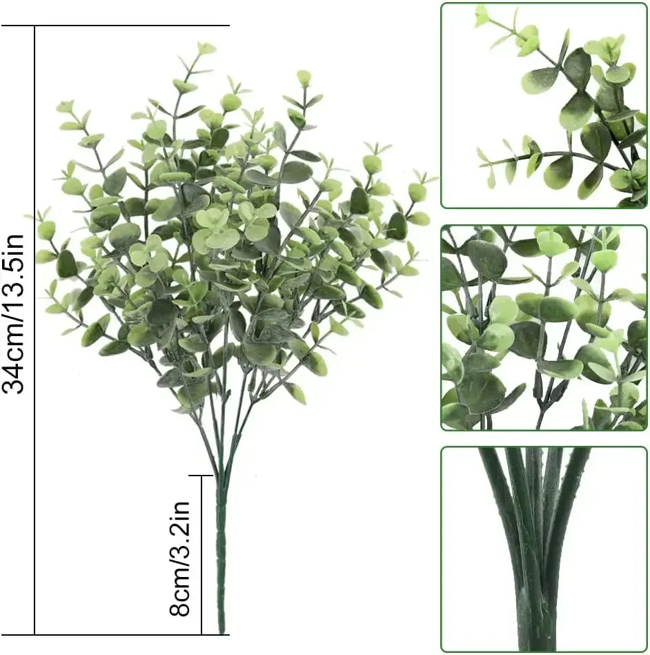 plantes artificielles feuilles eucalyptus buissons arbustes vertes grisâtre extérieur décoration mariage anniversaire rustic champetre