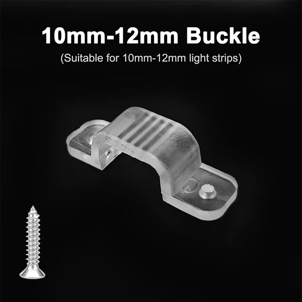 clips bandes lumineuses transparents rainurés 10mm 12mm 14mm 16mm silicone qualité haute