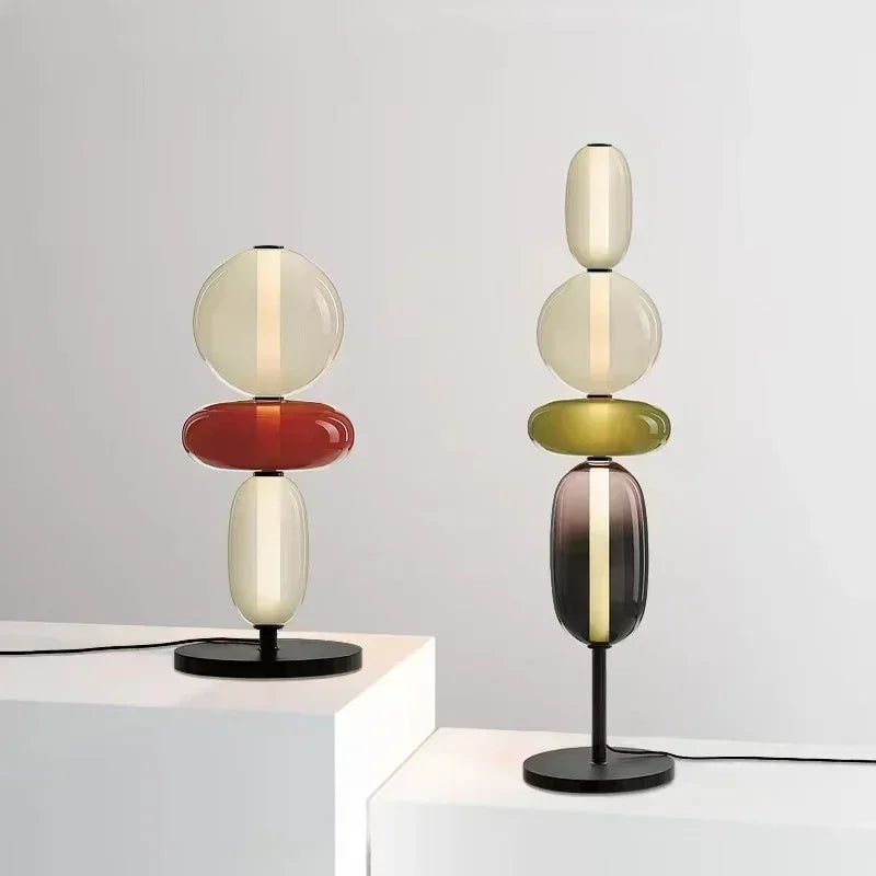 lampe sol led moderne sphères colorées semi transparentes blanc rouge vert noir marron scandinave