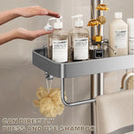 étagère douche argentée moderne vis fixations étagères accessoires toilettes shampooing savonDecoration