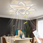 ventilateur led intelligent moderne télécommande blanc fleur lotus 77x77cm