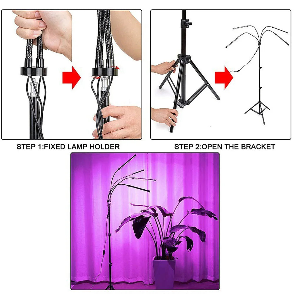 lampe led croissance plante intérieure usb réglable bouton variateur clips moderne noire aluminium