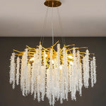 suspension lumineuse moderne dorée blanches translucides branches naturel salon chambre restaurant étude