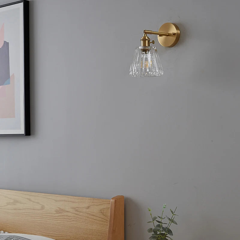 lampe murale moderne or transparent rayures interrupteur rotatif chambre entrée