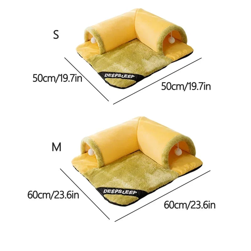 Lit chat jaune vert velours doux moderne coussin zipper