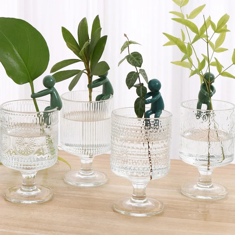 support plante hydroponique vert jaune personnage stylisé adhésif créatif intérieur fleuri ludique