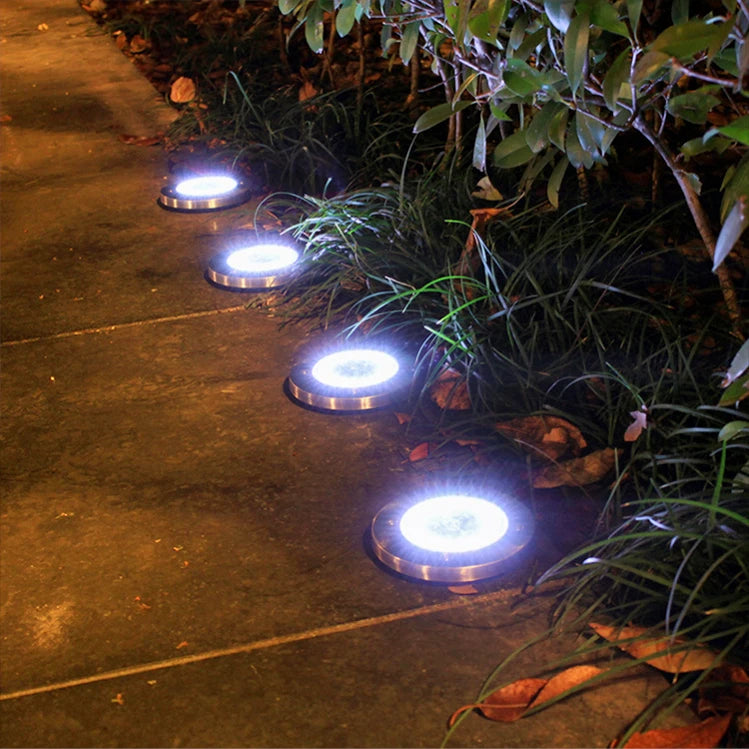 lampe solaire extérieure 20 led argentée insertion sol moderne