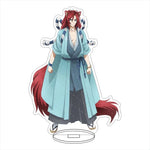 figurines anime acrylique bleu rose verte noire blanche motifs floraux base circulaire décoration collection