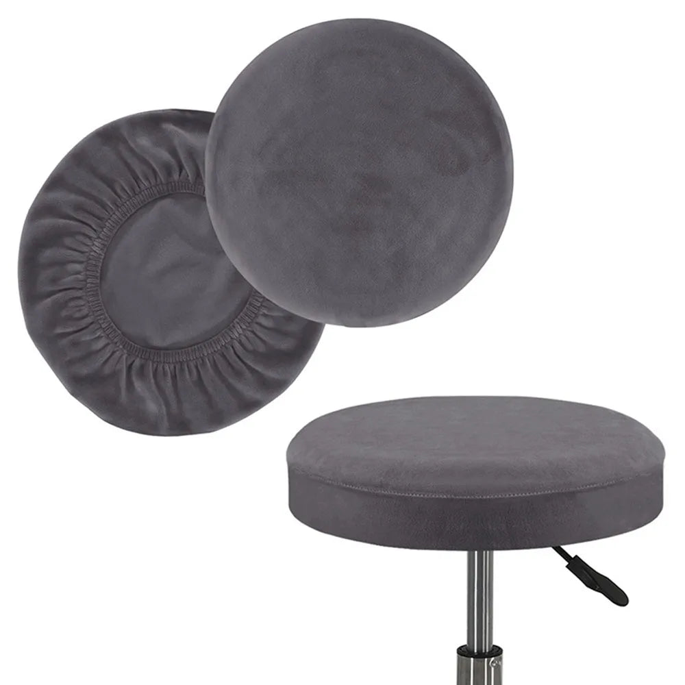 housse coussin tabouret rond velours beige moderne fixation protection siège fauteuil salon