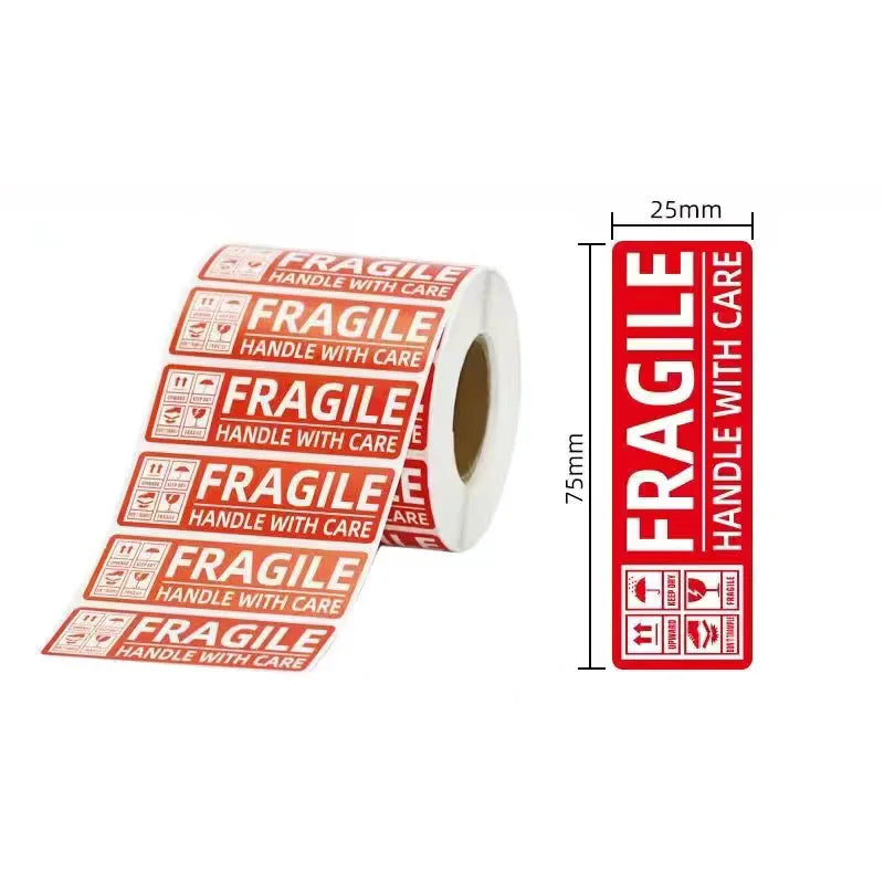 étiquettes fragile rouge blanche handle with care thank you classique opaques diverses tailles inclusées