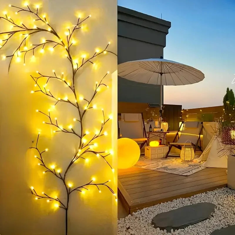 guirlande lumineuse branchettes leds noires blancs moderne décoration intérieure halloween noël 90cm 144leds