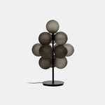 lampe sol led moderne blanc marron gris verre dépoli texture papier japonais interrupteur bouton