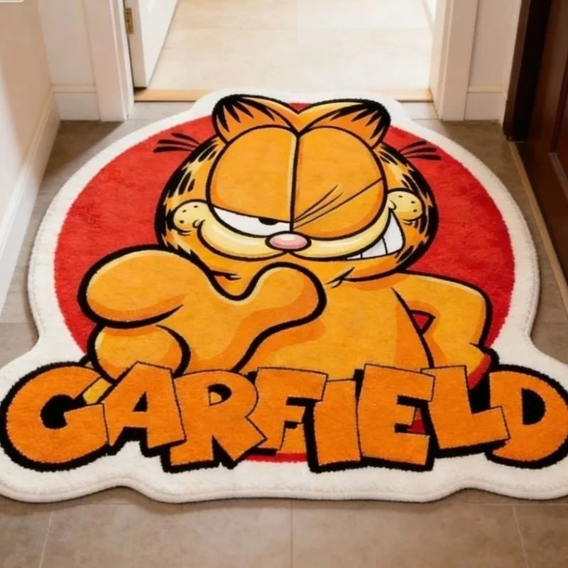 tapis garfield dessin animé orange rouge pelucheux cartoon chambre enfant décoration imitation coton