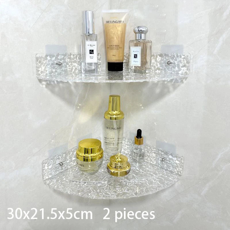 étagères salle bain transparentes texturées modernes clips fixation réutilisables acrylique