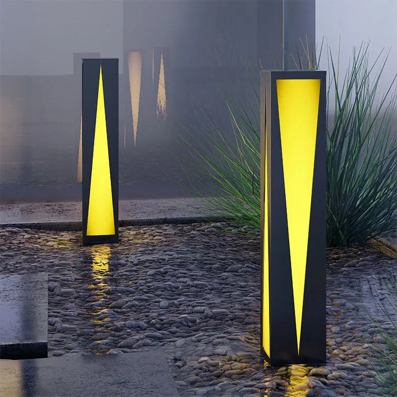 lampe solaire contemporaine rectangulaire noire jaune éclairage extérieur ip65 led 249 2000lm