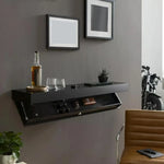 étagère murale bois moderne étagère flottante compartiment caché salon blanc noir vis fixations