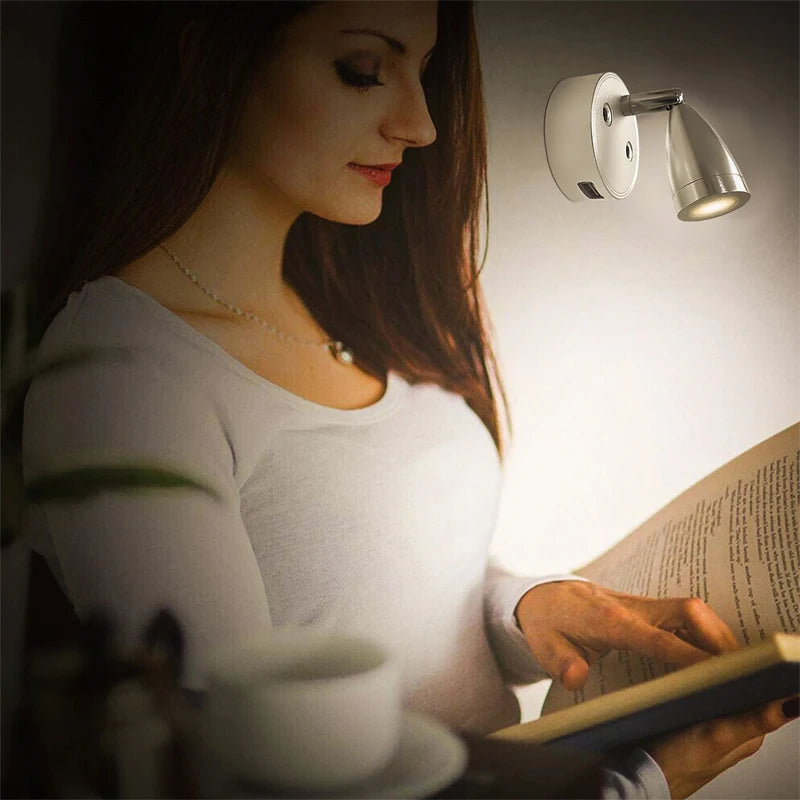 lampe lecture flexible moderne noir argent interrupteur tactile port usb éclairage mural led 12v