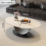 table basse ovale moderne blanche effet marbre gris salon meuble bois luxe