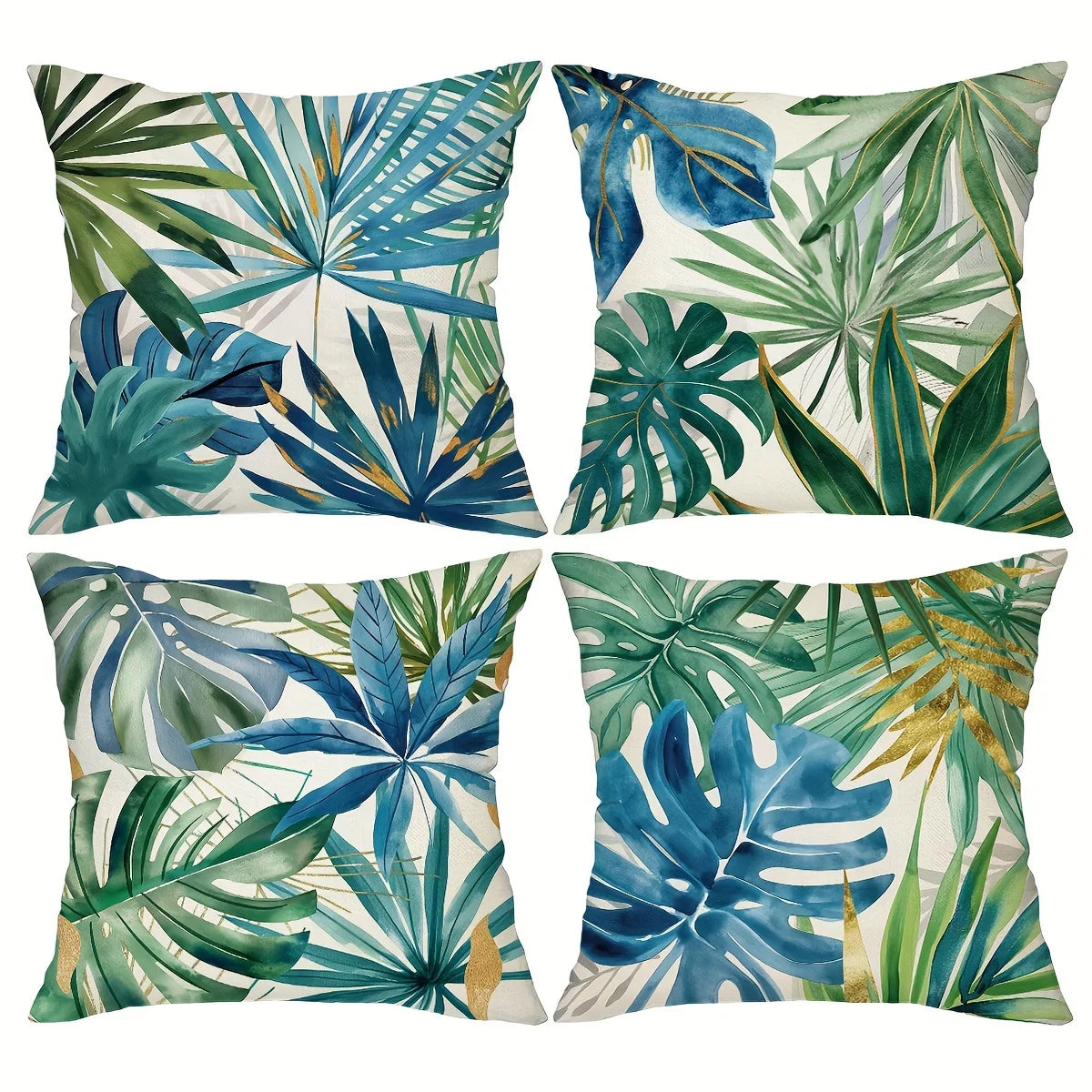 taies d'oreiller motif feuilles tropicales moderne polyester peacheskin 40x40cm 45x45cm 50x50cm 60x60cm