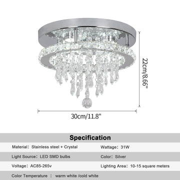 lustre cristal suspendu moderne argenté gouttes transparentes salon salle manger luxe