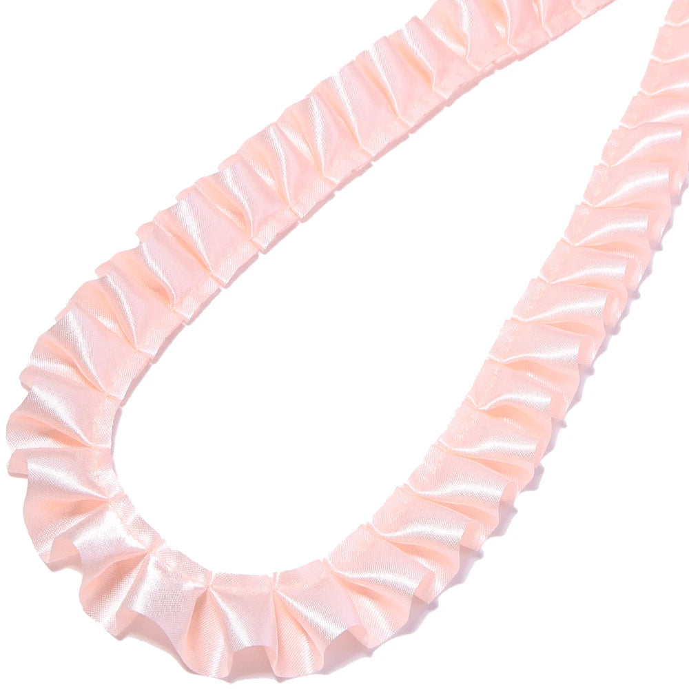 ruban plissé polyester noir rose blanc rouge vert bleu violet décoratif 2.5cm 3yards