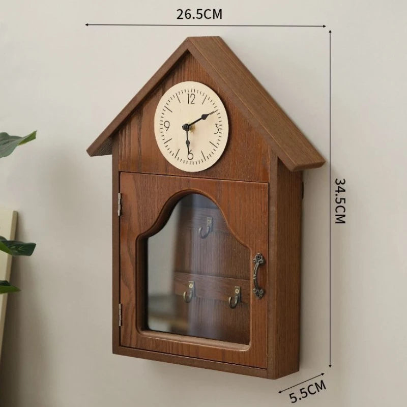 décoration murale bois rustique horloge miroir porte clés animaux plantes vintage