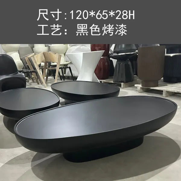 table basse ovale moderne bois minimaliste salon wabi stillwind