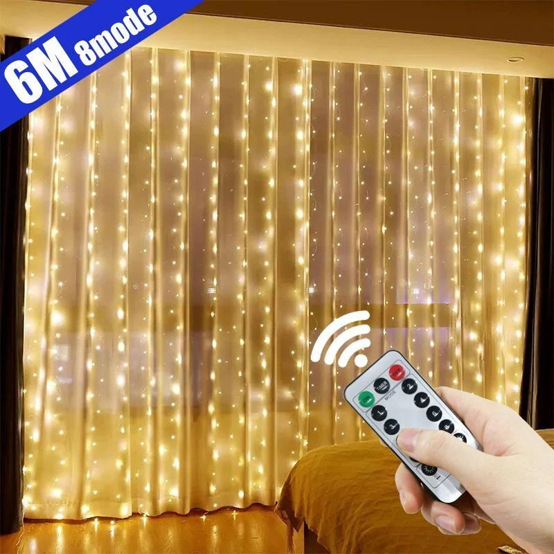guirlande lumineuse rideau led usb décoration noël mariage chambre intérieur blanc chaud multicolore