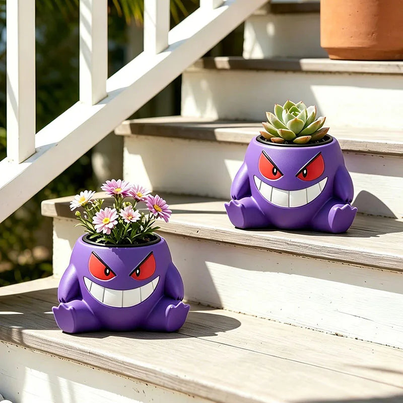 pots fleurs résine gengar succulentes deco anime personnages violet fantaisiste maison jardin