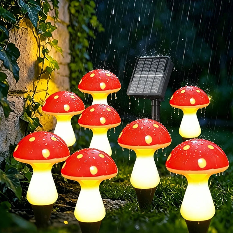 lampe solaire extérieure champignon led moderne 8leds rouge blanche jaune noire 2492000lm ip65 abs