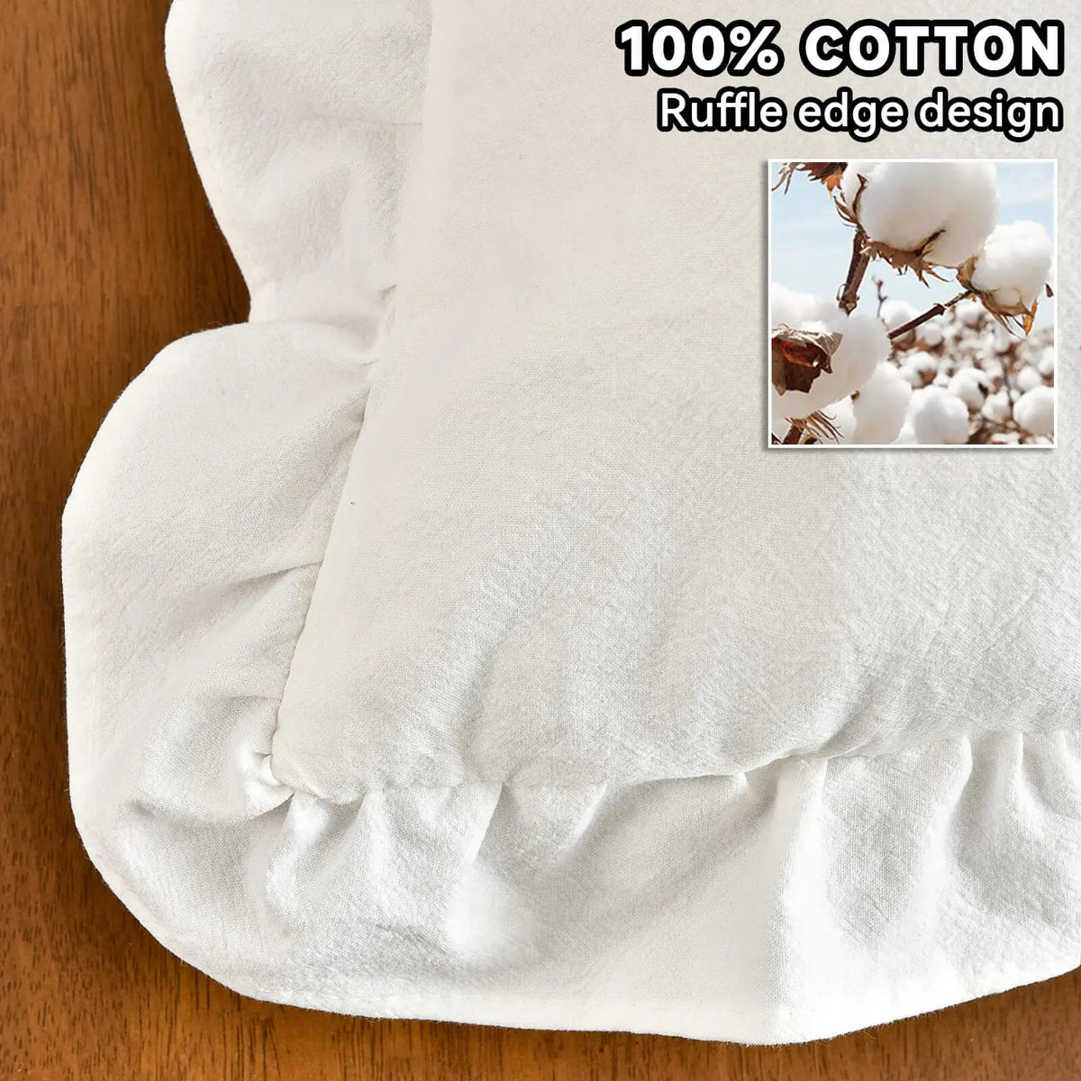 housses coussin coton couleur blanc vert bleu violet marron bords froncés texture tissu decoratif