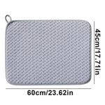 tapis cuisine gris clair texture géométrique moderne anneau suspension 60cm 45cm assiette cuillère gobelet