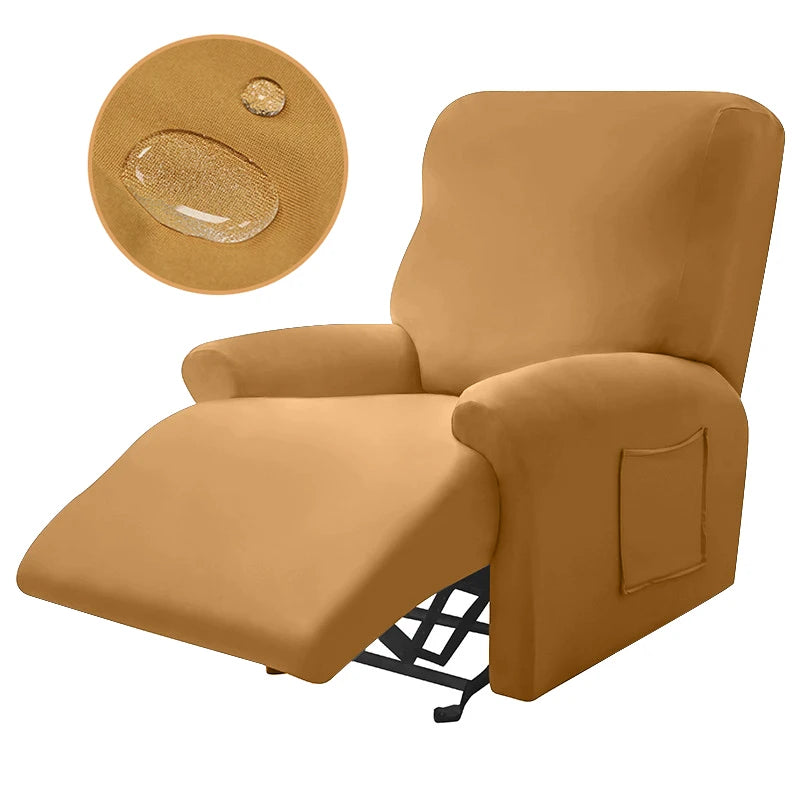 Housse fauteuil inclinable gris clair uni moderne adhésif poche respirante durable confortable hydrofuge lavable