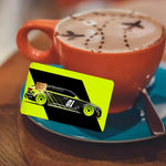 stickers carte crédit voiture sportive stylisée moderne waterproof réutilisable jaune fluo noir