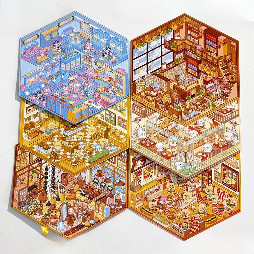 puzzle 3d illustration dessin animé boulangerie vêtements salon thé enfant chambre décoration