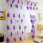 rideaux tulle motifs floraux pastorale translucides couleurs vives champêtre tringle rideau intérieur decoration