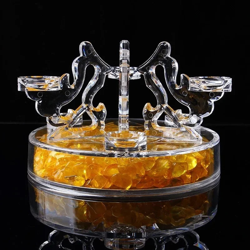 support décoratif transparent cristaux boules colorées motifs floraux sculpturales asiatique moderne ornement