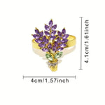 porte serviettes décoratifs violet floral élégants pierres précieuses pièces set festif mariage