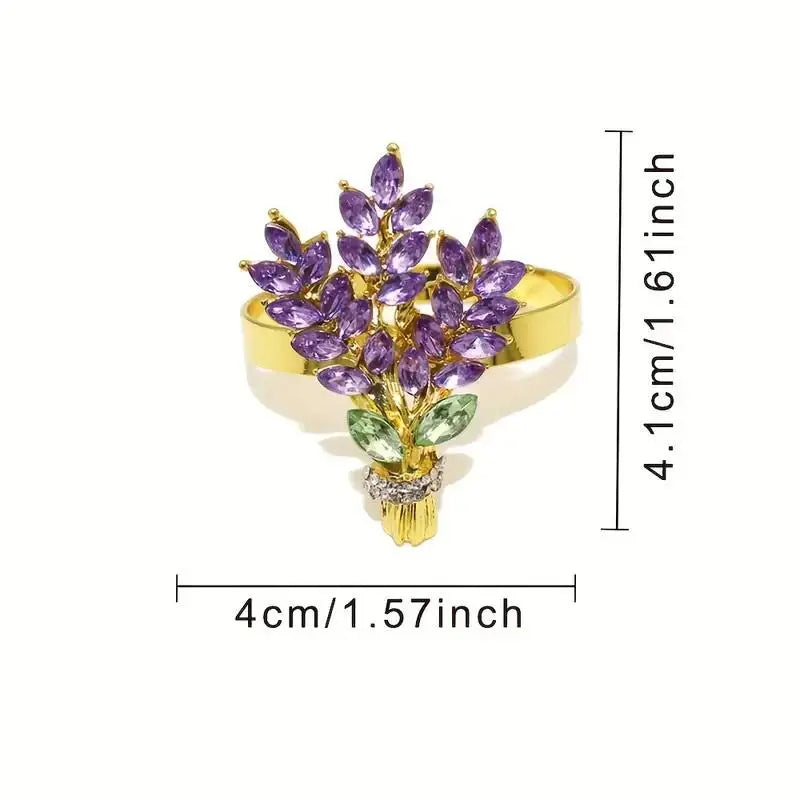 porte serviettes décoratifs violet floral élégants pierres précieuses pièces set festif mariage