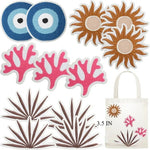 patch décoratif brodé orange marron rose bleu soleil corail oeil turc écologique coton polyester