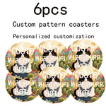 Sous-verres photo personnalisés en bois blanc 6 pièces sur table en bois