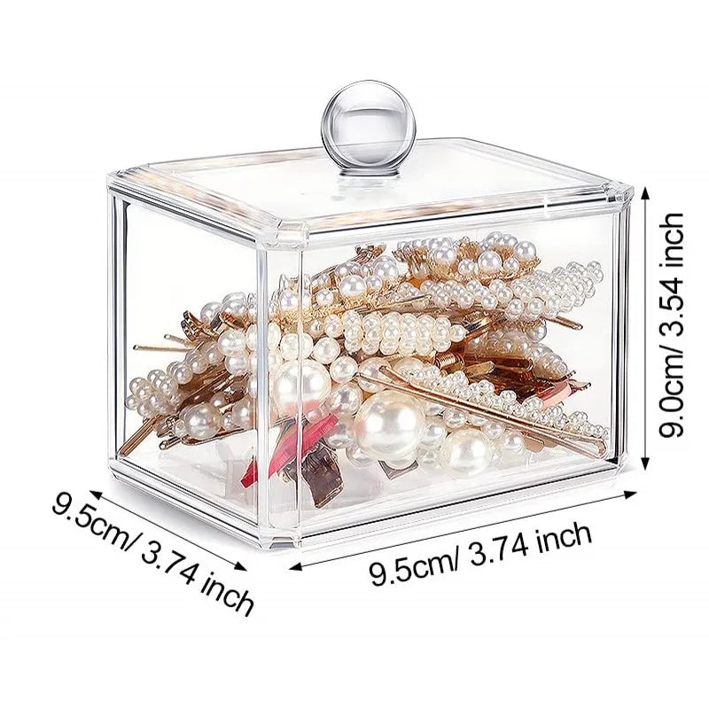 boîtes rangement cosmétiques transparentes modernes poignées métalliques brosse pinceaux produits beauté