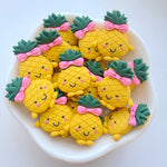 décorations maison biscuits jaune vert rose fruits yeux sourire ruban ananas artisanat scrapbook bricolage