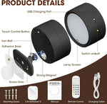 lampe murale rechargeable led rotation 360 moderne noir blanc télécommande