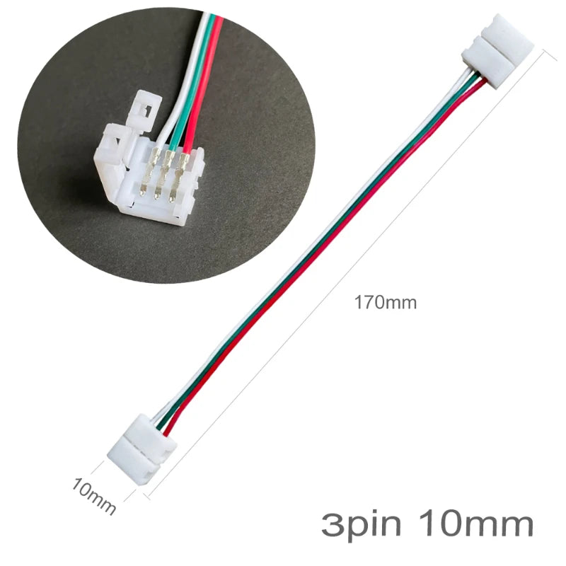 connecteur double tête bande led 2pin 3pin 4pin 5pin 6pin 15cm blanc rouge noir