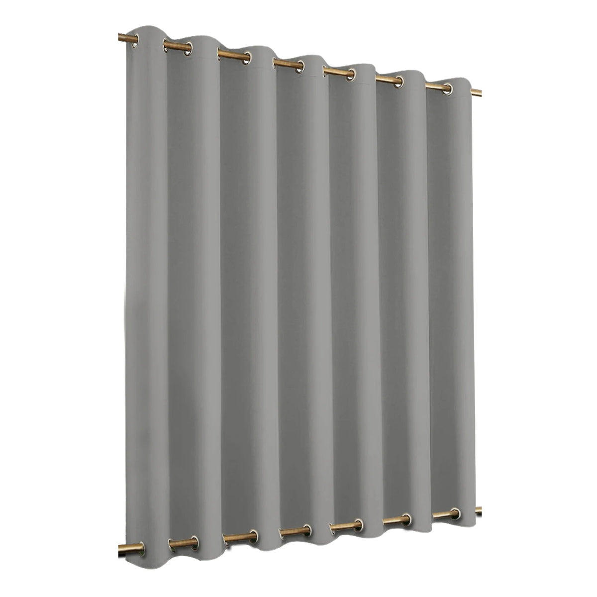 Rideau opaque gris moderne avec œillets dorés, idéal pour une décoration élégante. Ce rideau s'adapte aux fenêtres de salon ou de chambre, offrant une ambiance intime et chaleureuse. Parfait pour ceux qui recherchent une protection contre la lumière tout en ajoutant une touche sophistiquée à leur intérieur.