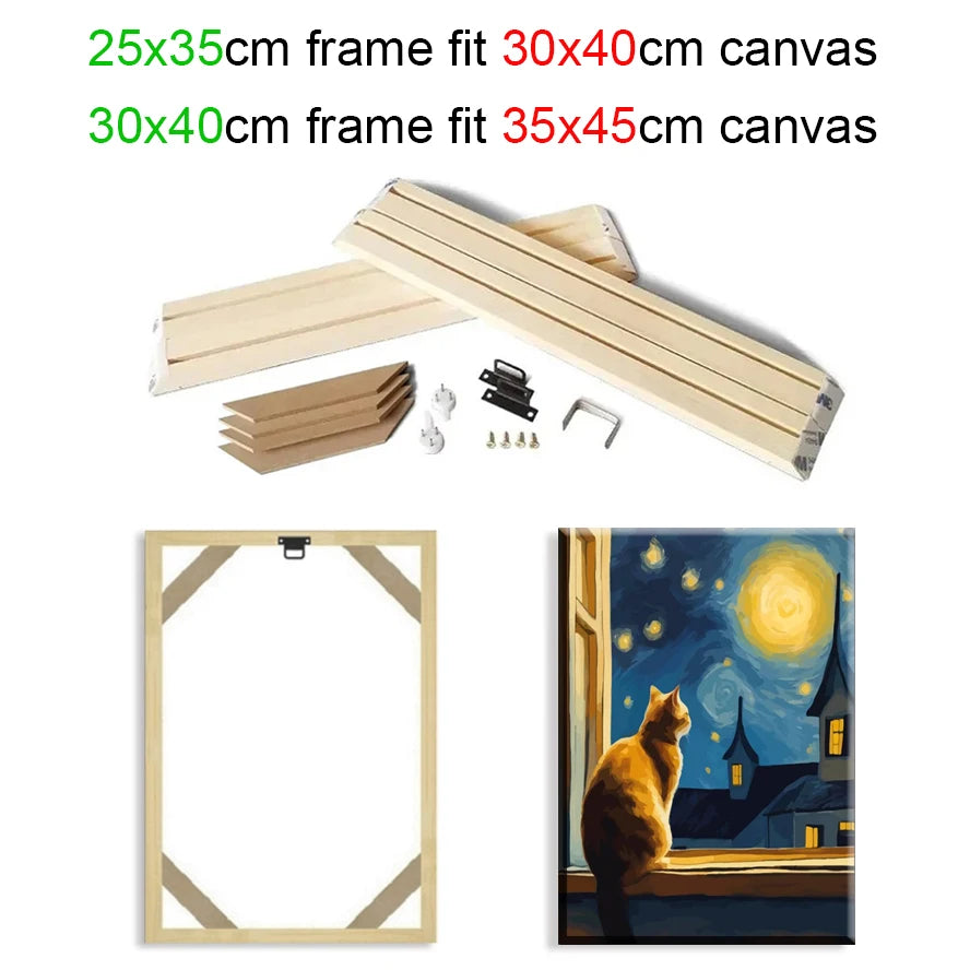 cadre bois moderne toile abstraite 25x35cm 30x40cm vis inserts fixations murales vertical