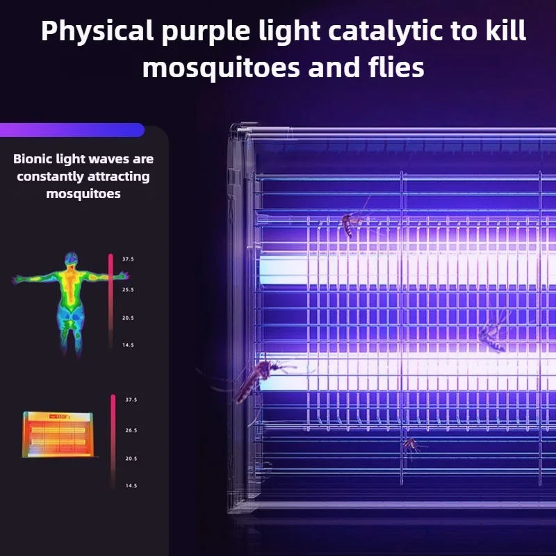 lampe anti moustiques uv silencieuse tueur insectes moderne suspension noir blanc violet grille métallique
