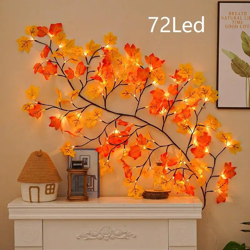 décoration murale guirlande lumineuse feuilles érable fleurs branches flexibles led