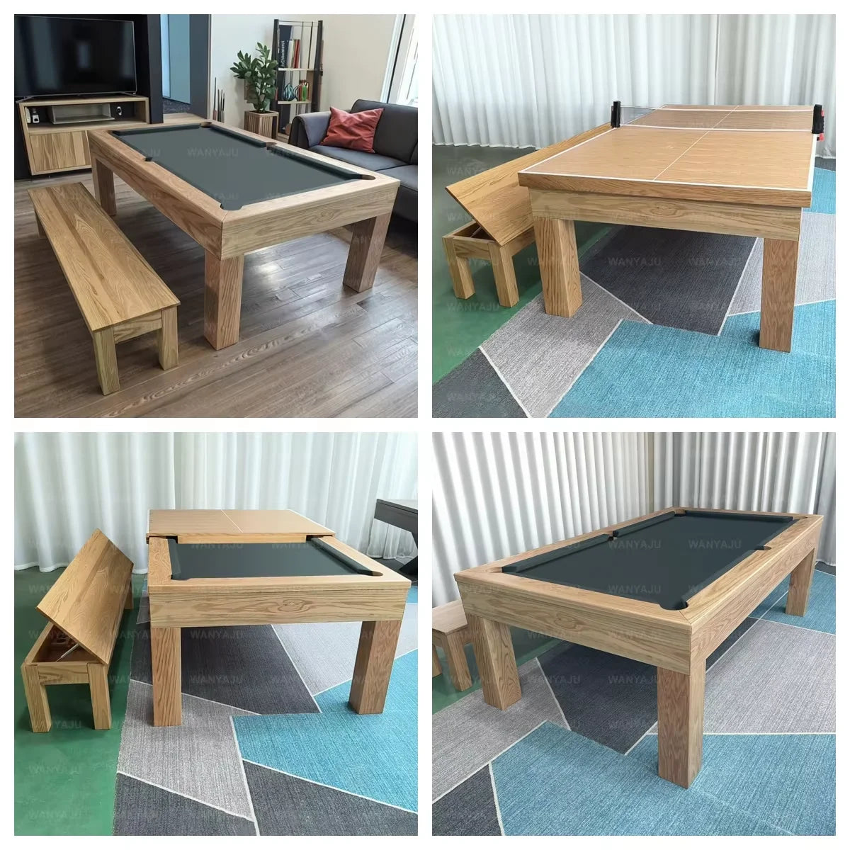 table billard transformable table manger ping pong 7ft 8ft 9ft ardoise bois cuir modernes